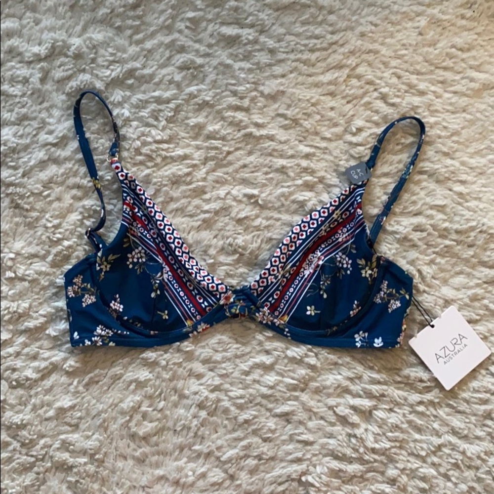 *AZURA Australia Blue Floral Bikini Top Size 8